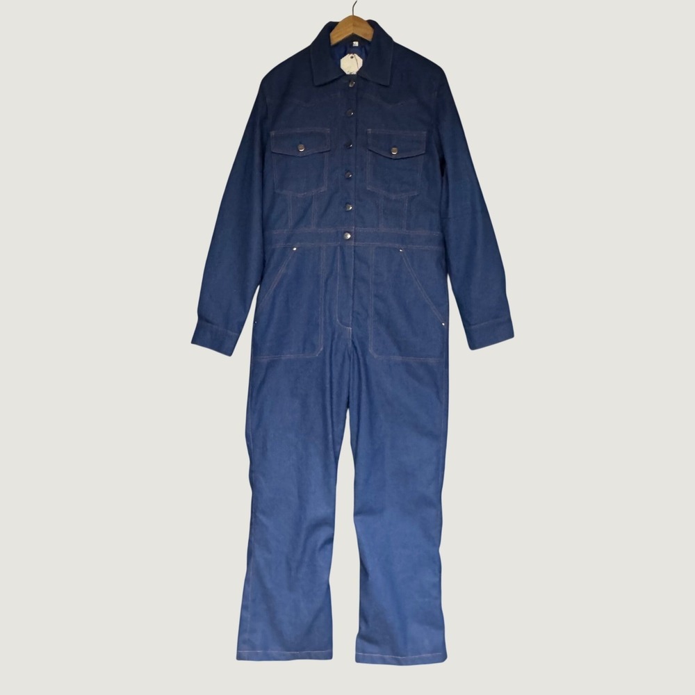 Paragon Jackets Blue Denim Long Sleeve Utility Jumpsuit Western Coveralls L NEW